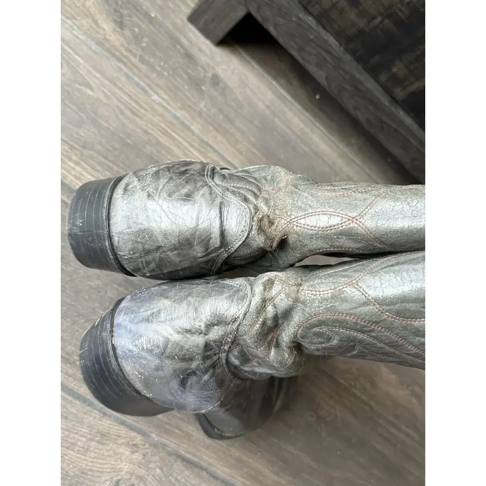Vintage Dark Gray Leather Western/Cowboy Boots - Style 150631 Size 10 EE Men